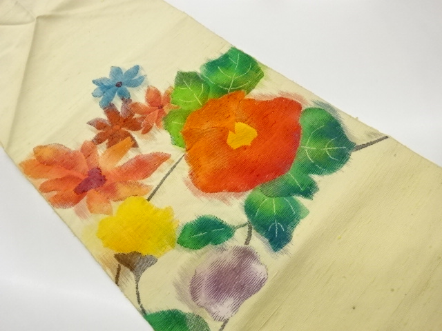 JAPANESE NAGOYA OBI / TSUMUGI / WOVEN FLOWERS